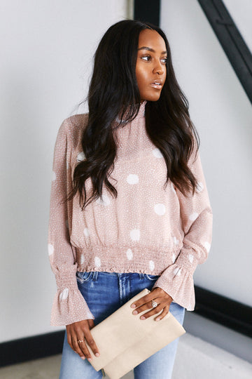 Gemma High Neck Polka Dot Blouse