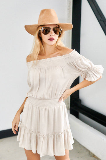 Virginia Off Shoulder Smocked Waist Dress