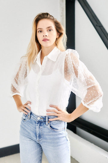 Braden Swiss Dot Sleeve Top