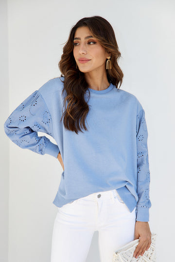 Carolyn Embroidered Sleeve Sweater