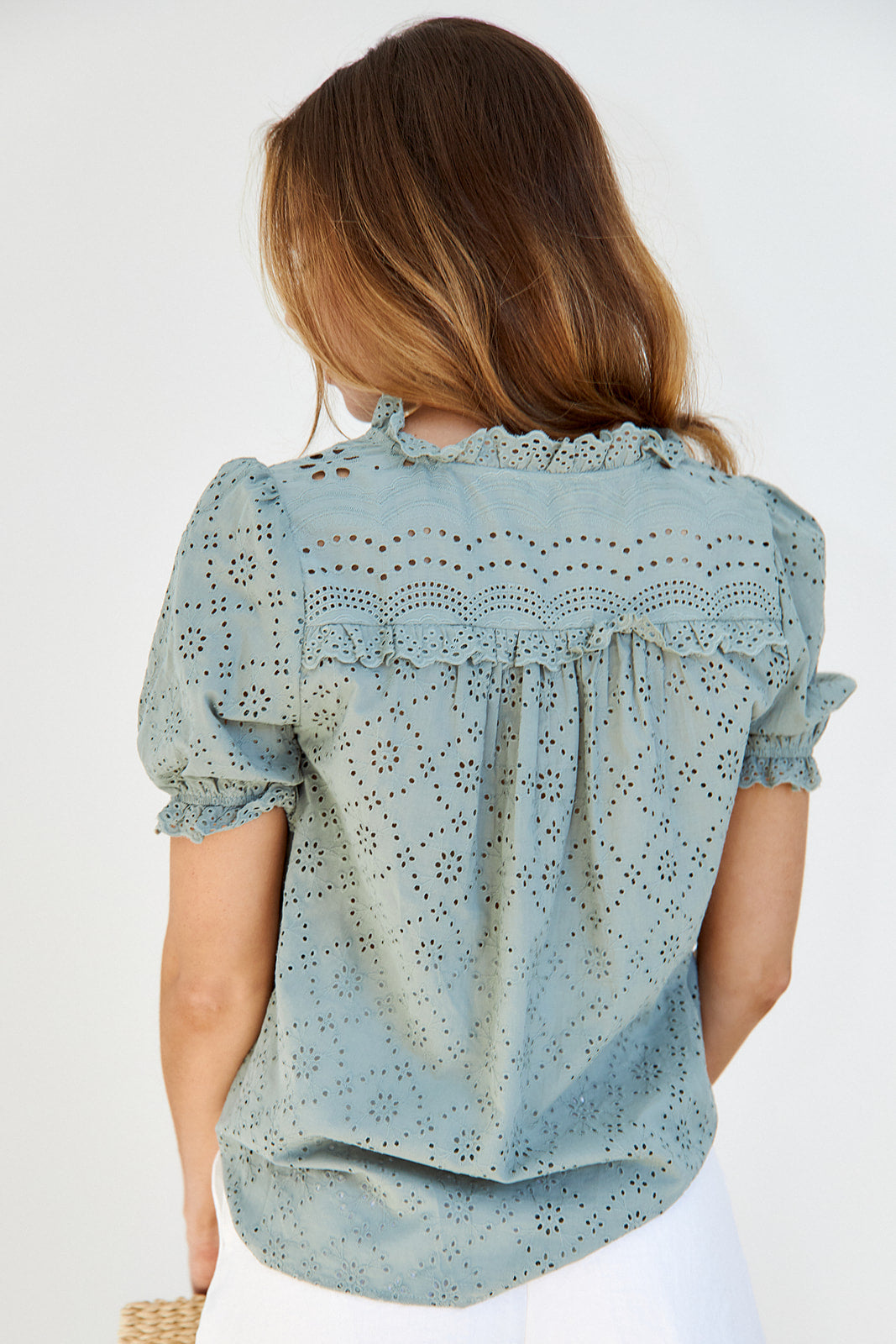 Chloe Eyelet Short Sleeve Blouse