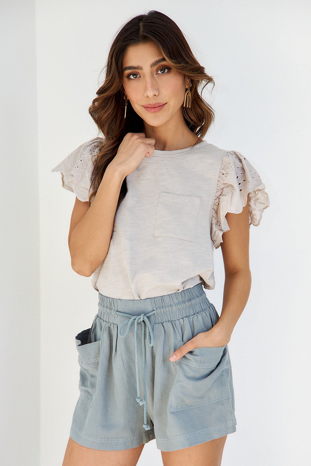 Rerva Eyelet Sleeve Blouse
