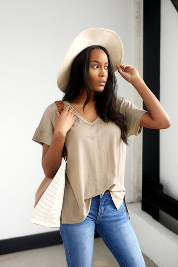 Landon Side Slit V Neck Tee