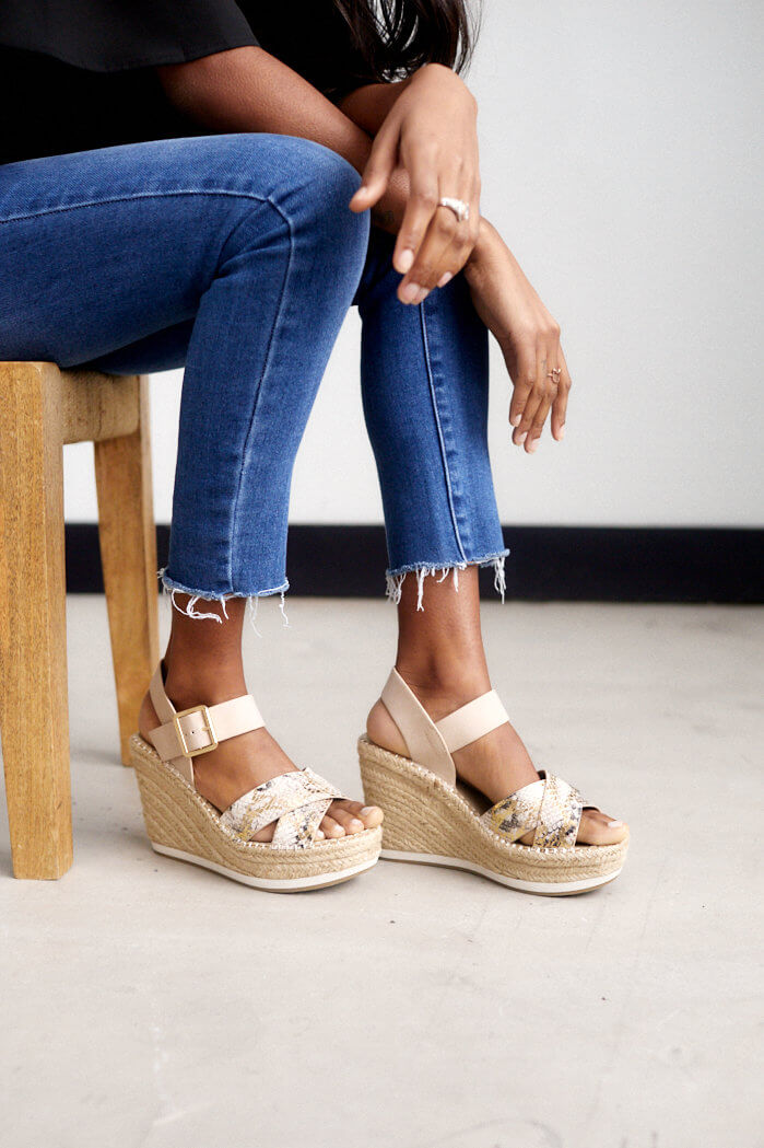 Oaten Snake Raffia Wedge