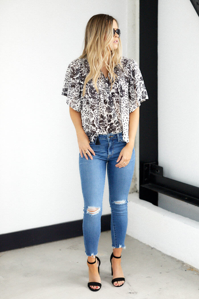 Dash Print Short Sleeve Top
