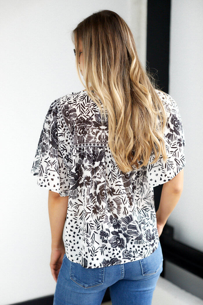 Dash Print Short Sleeve Top