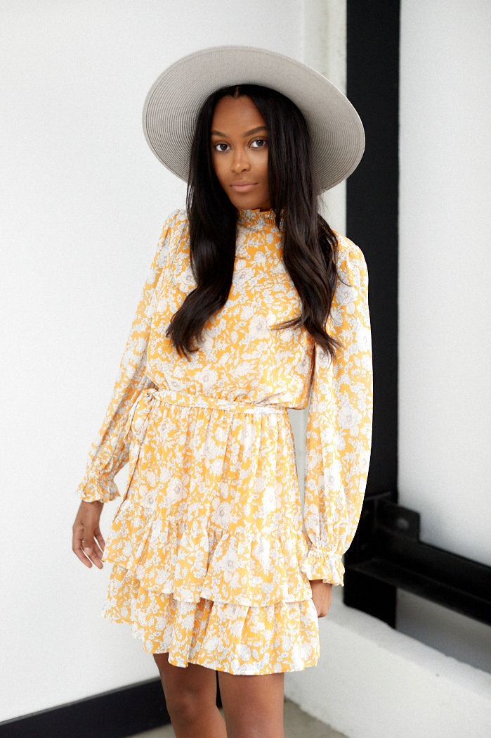 Bianca Long Sleeve Floral Print Dress
