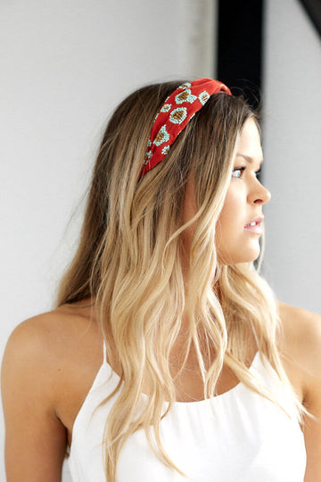 Alice Leopard Beaded Headband