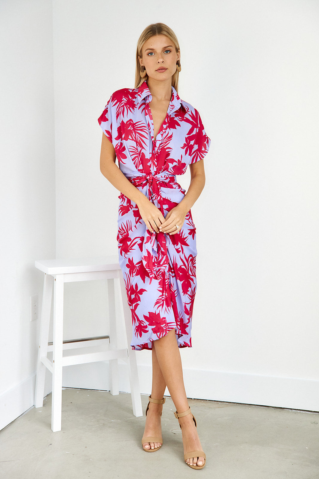 Easton Floral Front Tie Midi Dress