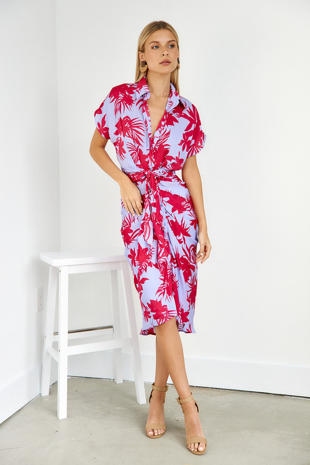 Easton Floral Front Tie Midi Dress
