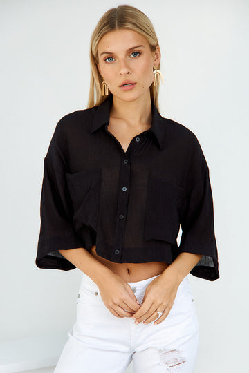 Kayden Cropped Button Down Blouse