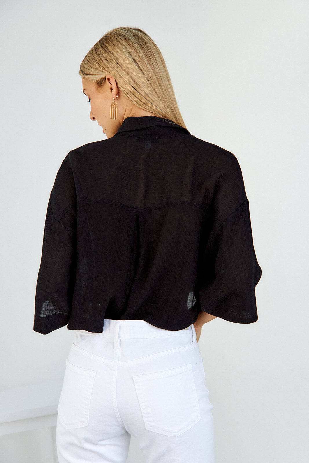 Kayden Cropped Button Down Blouse