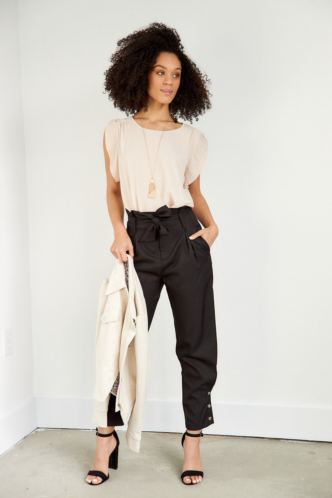 Kasey Pleated Sleeve Blouse