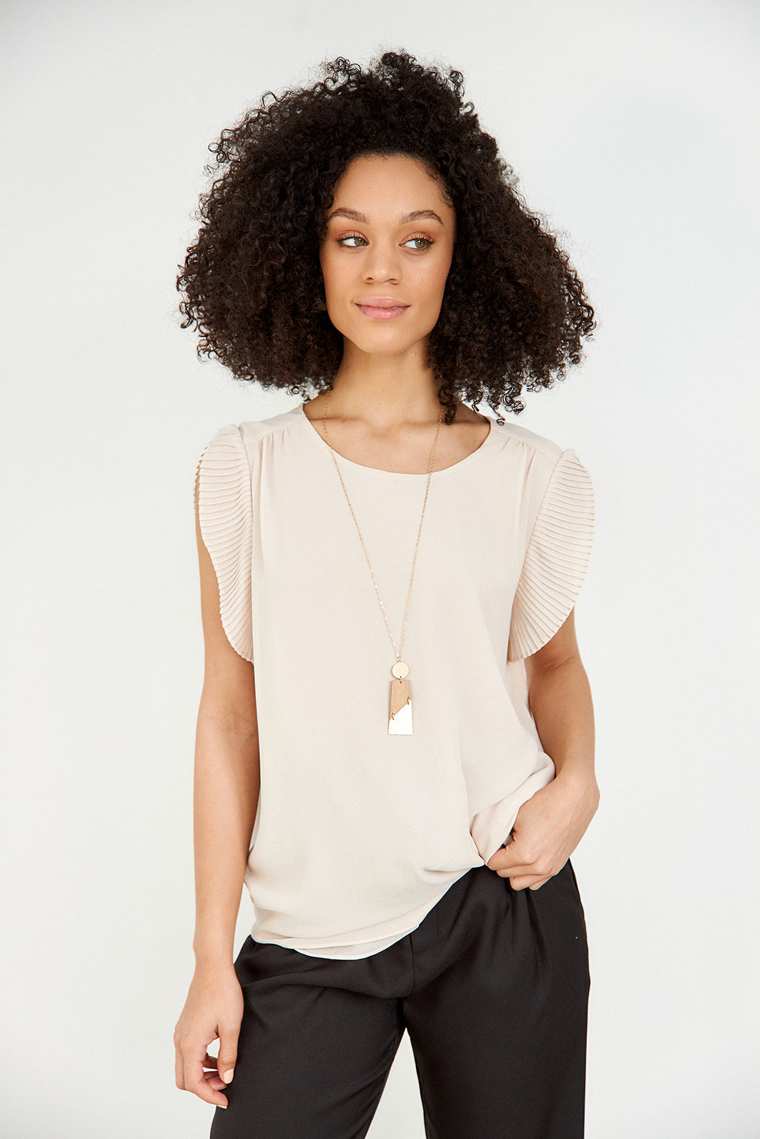 Kasey Pleated Sleeve Blouse