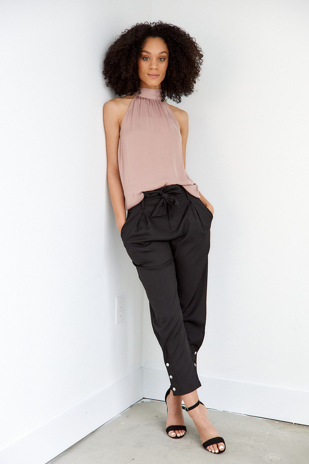 Carter Mock Neck Satin Blouse