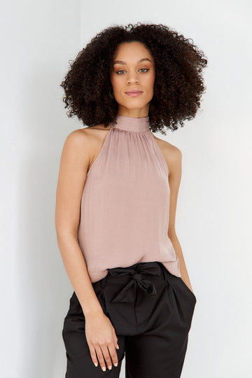 Carter Mock Neck Satin Blouse