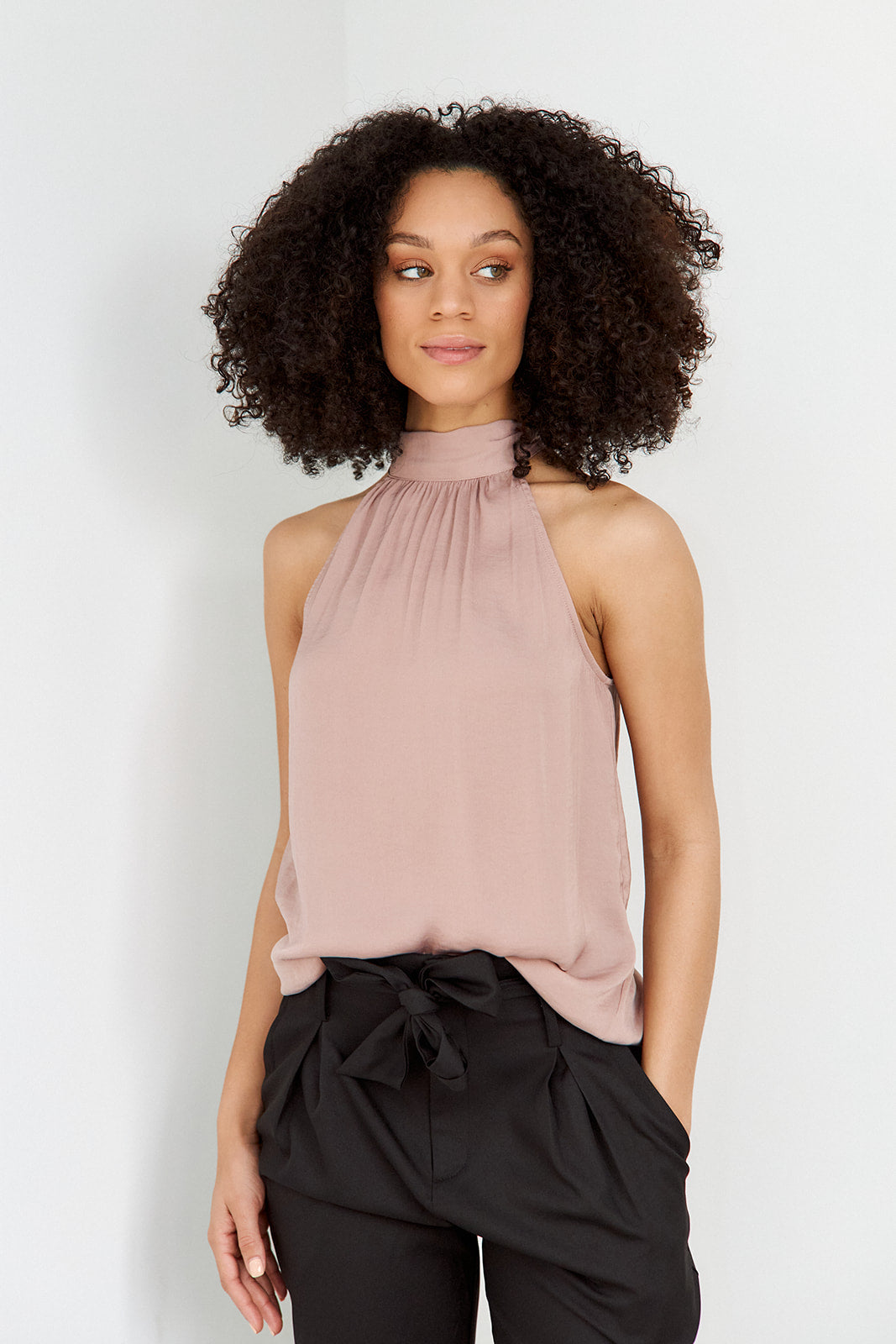 Carter Mock Neck Satin Blouse