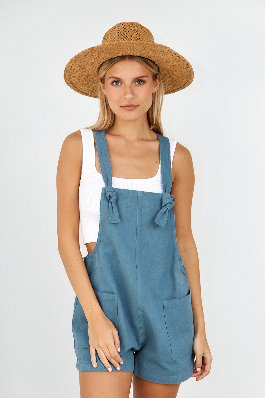 Lili Knot Detail Linen Romper