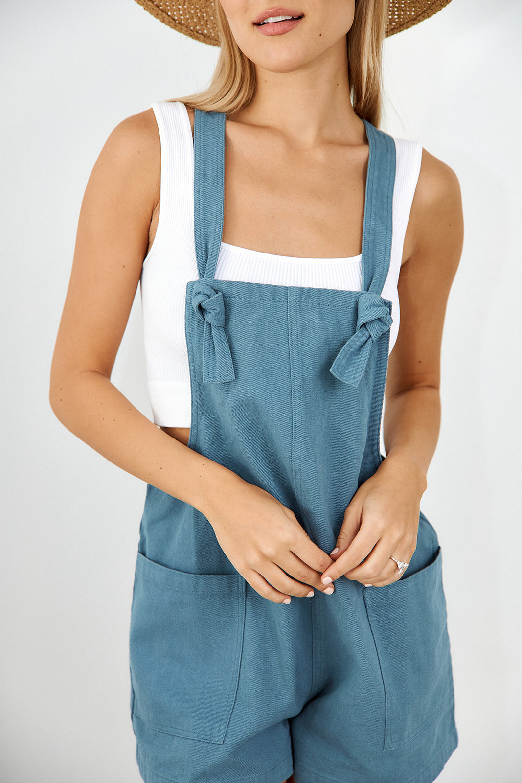 Lili Knot Detail Linen Romper