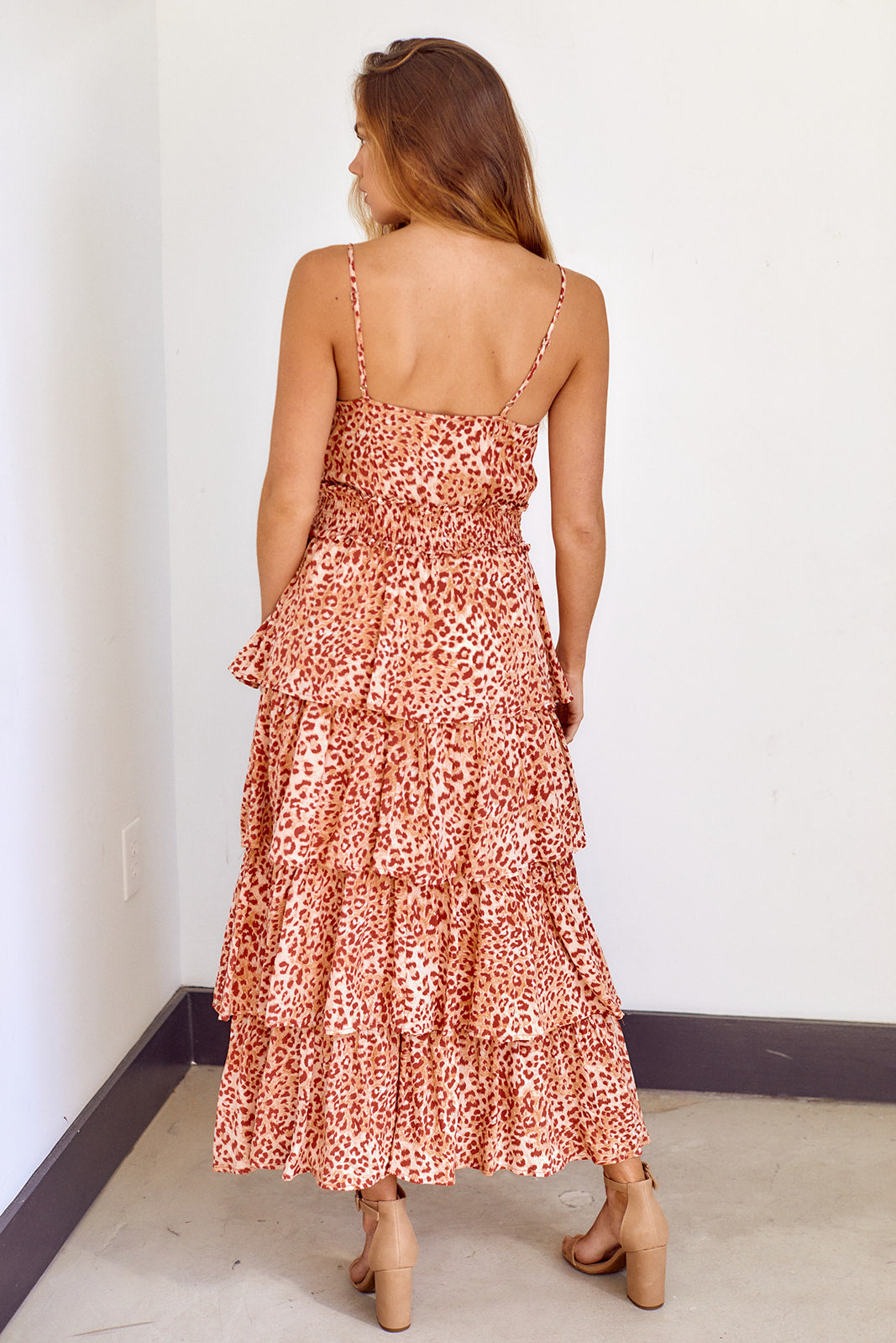 Morena Tiered Leopard Printed Maxi Dress