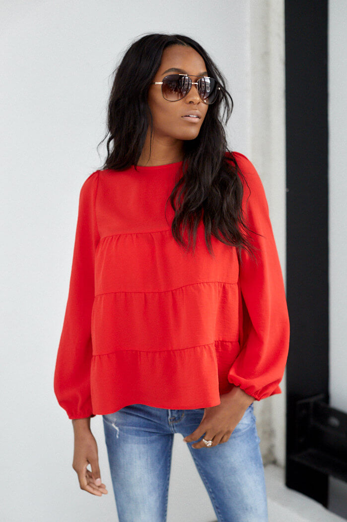 Aris Solid Long Sleeve Top