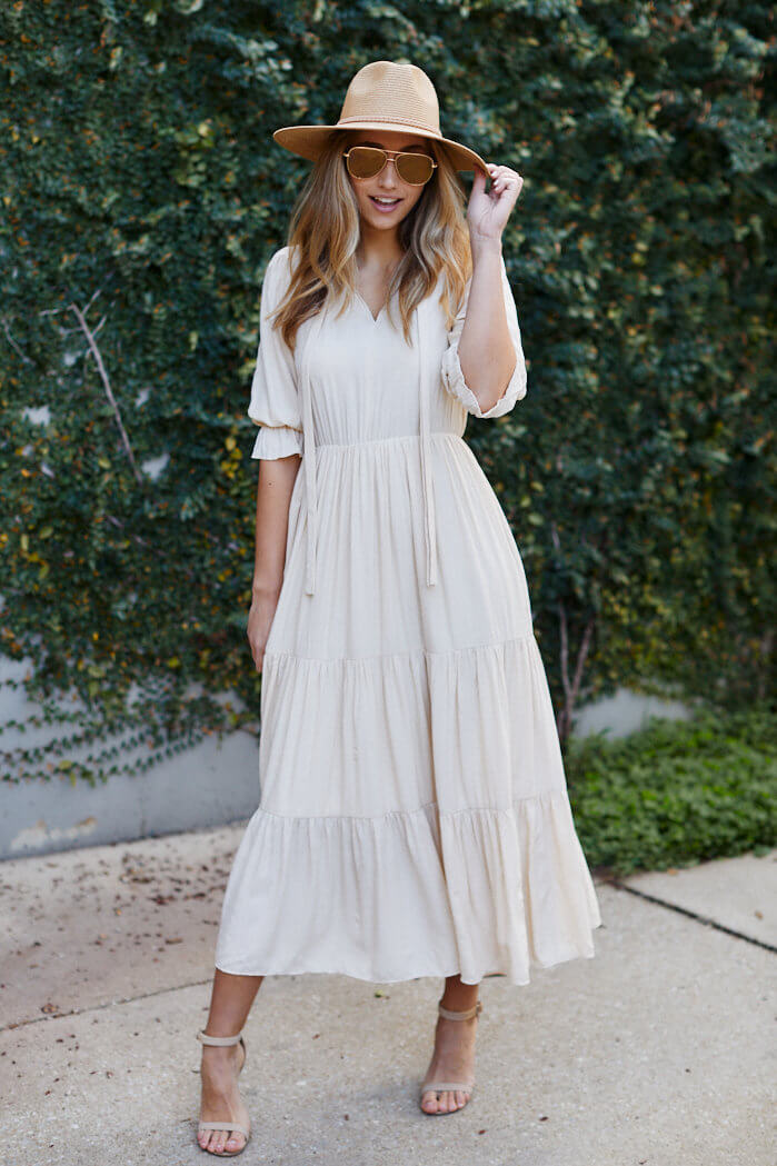 Colson 3/4 Sleeve Tiered Midi Dress