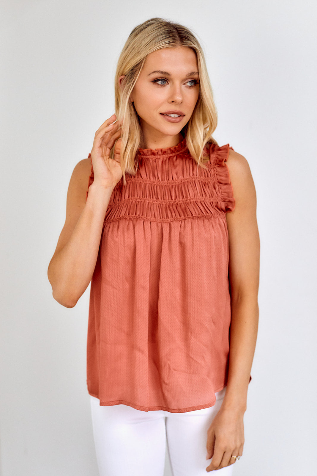 Kamila Smocked Sleeveless Blouse