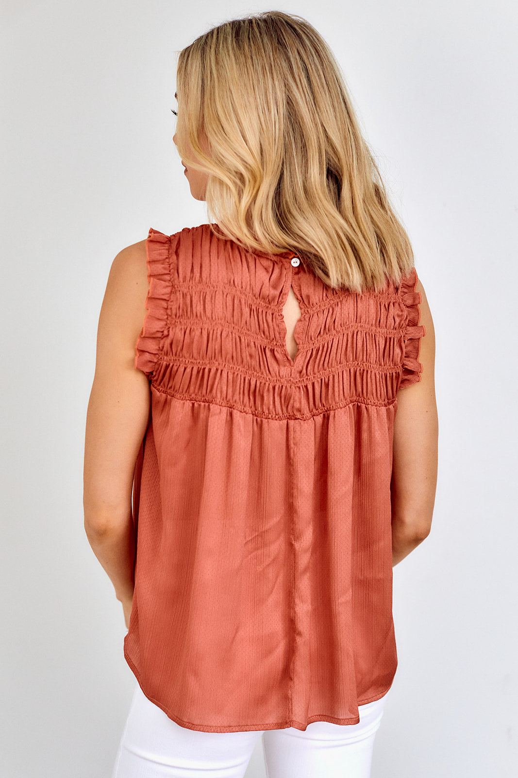 Kamila Smocked Sleeveless Blouse