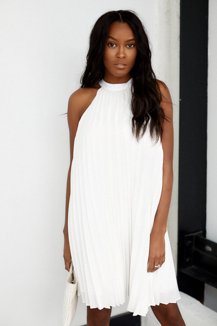 Berkeley Halter Neck Pleated Dress