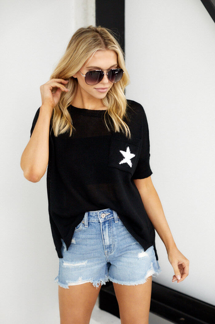 Mays Knit Short Sleeve Star Top