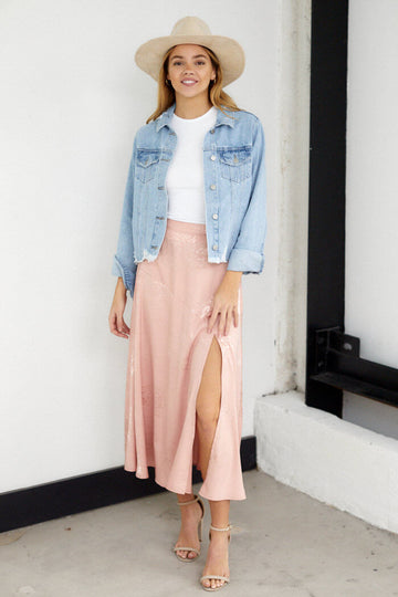Dallas Floral Slit Midi Skirt