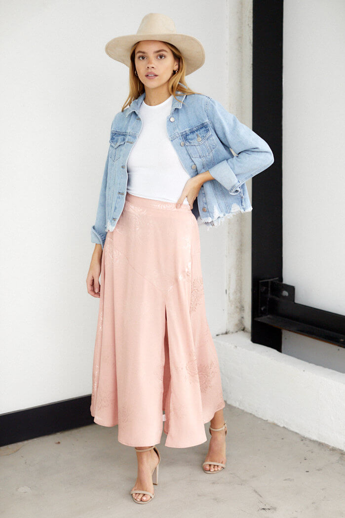 Dallas Floral Slit Midi Skirt