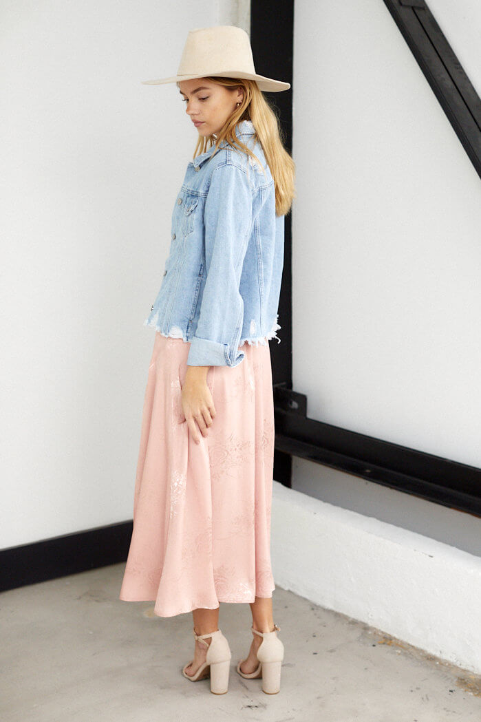Dallas Floral Slit Midi Skirt