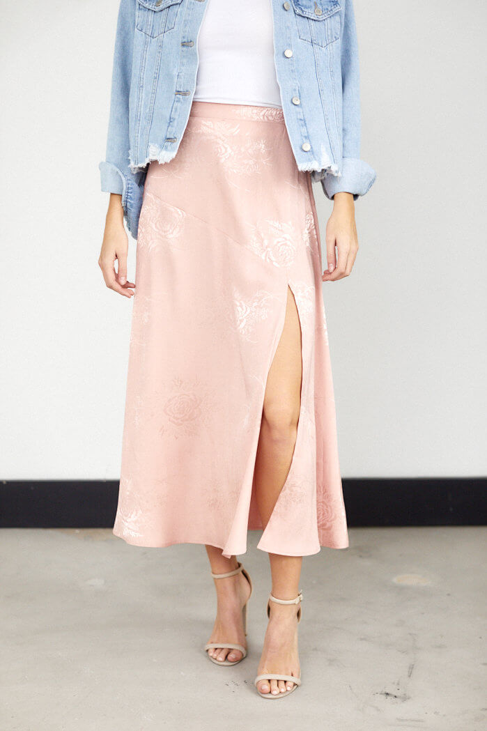 Dallas Floral Slit Midi Skirt
