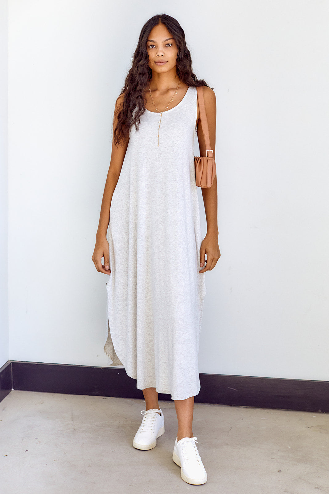 Lorree Cross Back Knit Midi Dress - XS - GREY