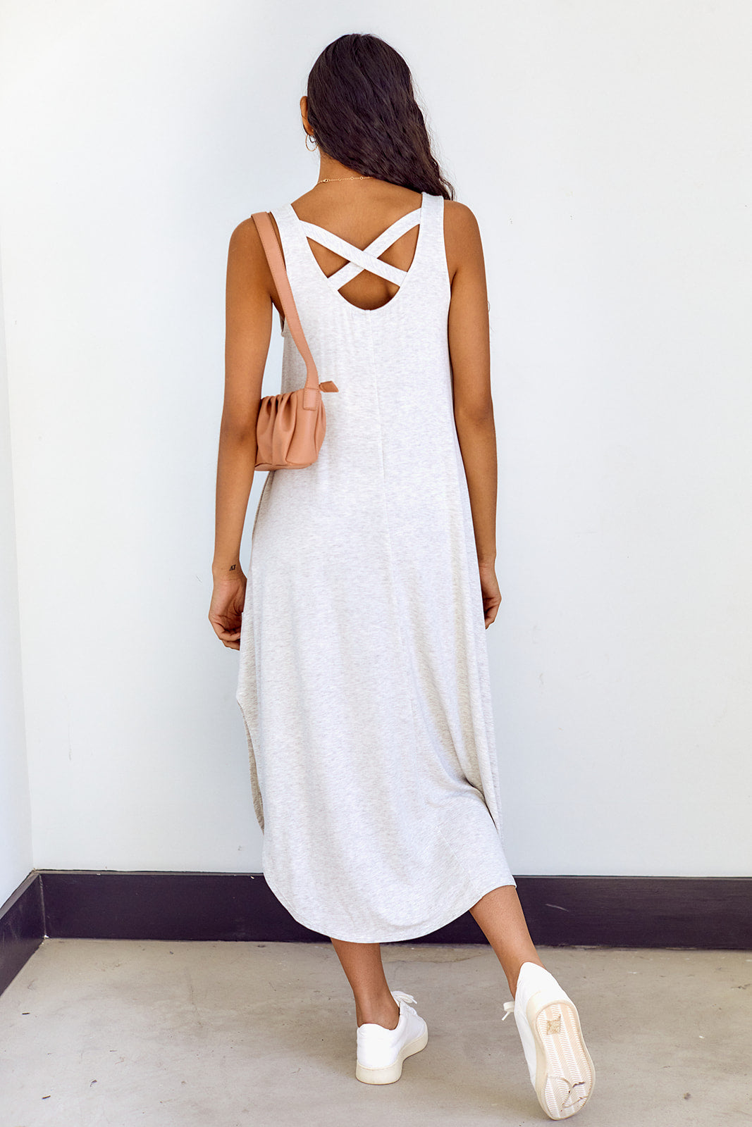Lorree Cross Back Knit Midi Dress - XS - GREY