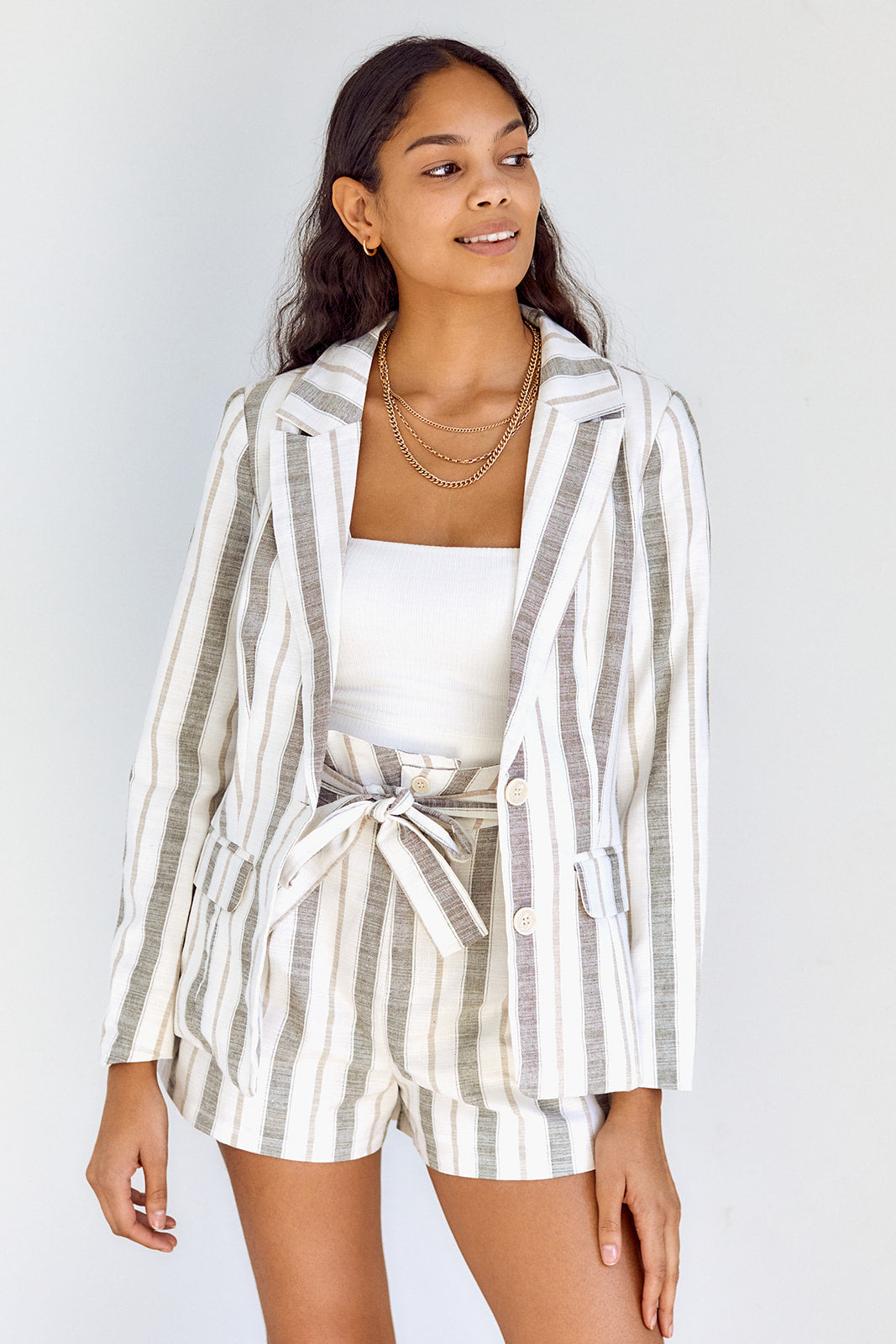 Cori Striped Paperbag Shorts