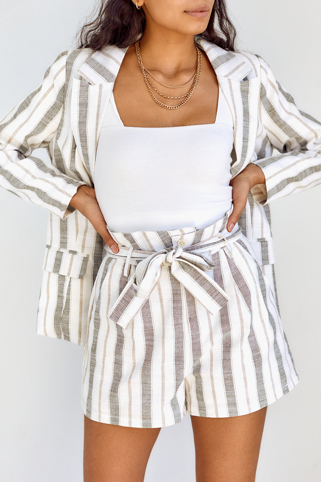 Cori Striped Paperbag Shorts