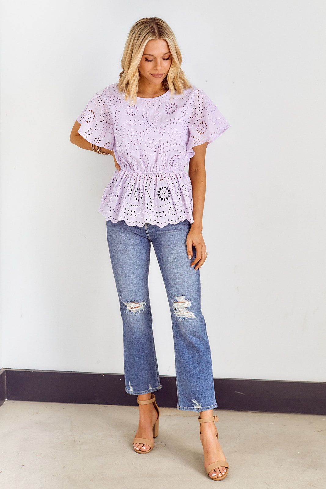 Blain Eyelet Peplum Blouse
