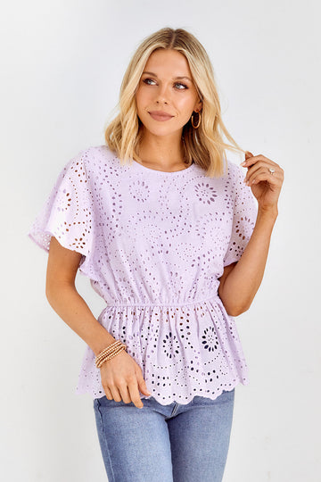 Blain Eyelet Peplum Blouse