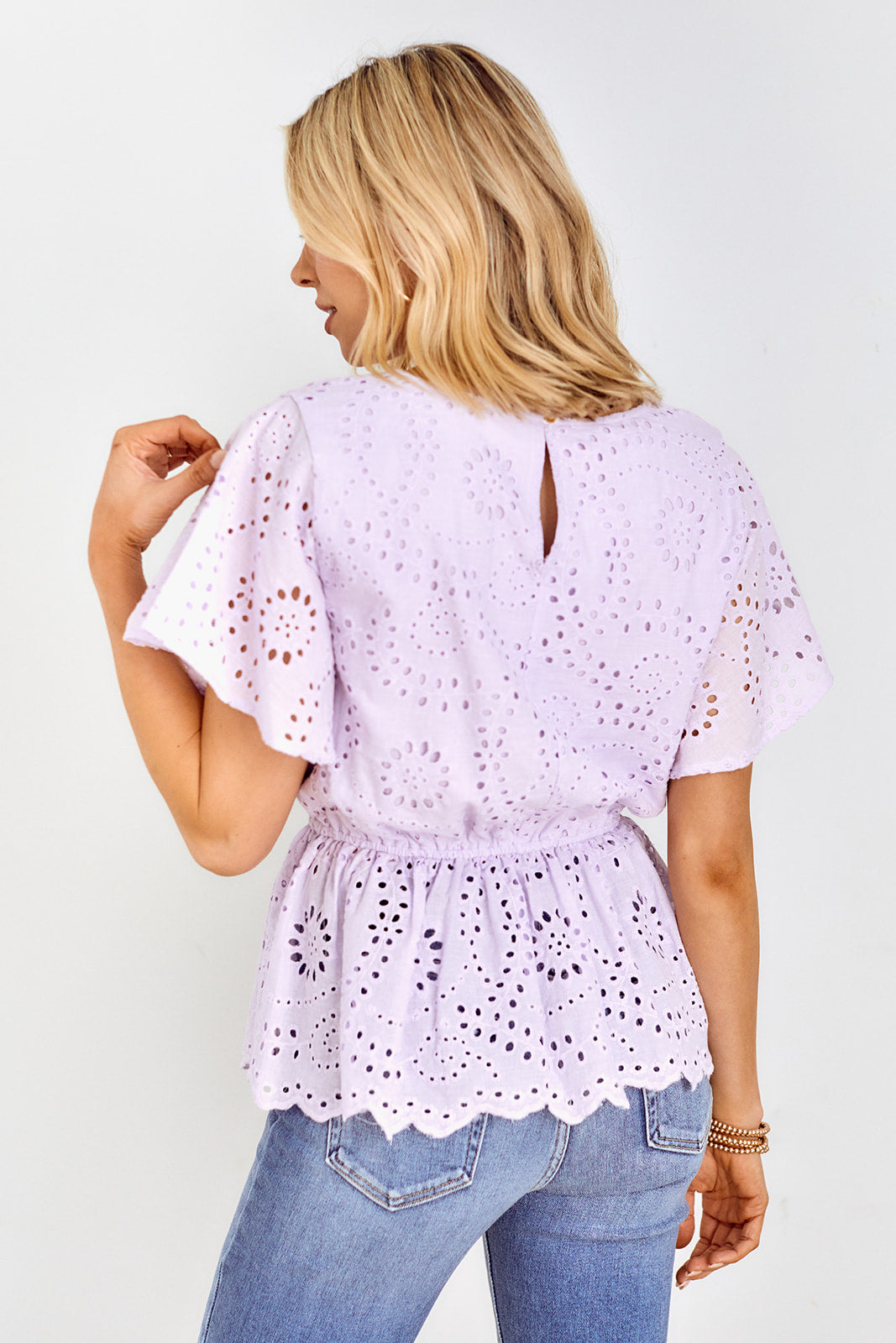 Blain Eyelet Peplum Blouse