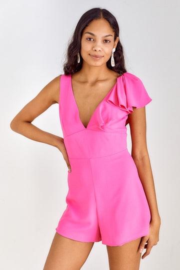 Oleen V Neck Ruffled Romper