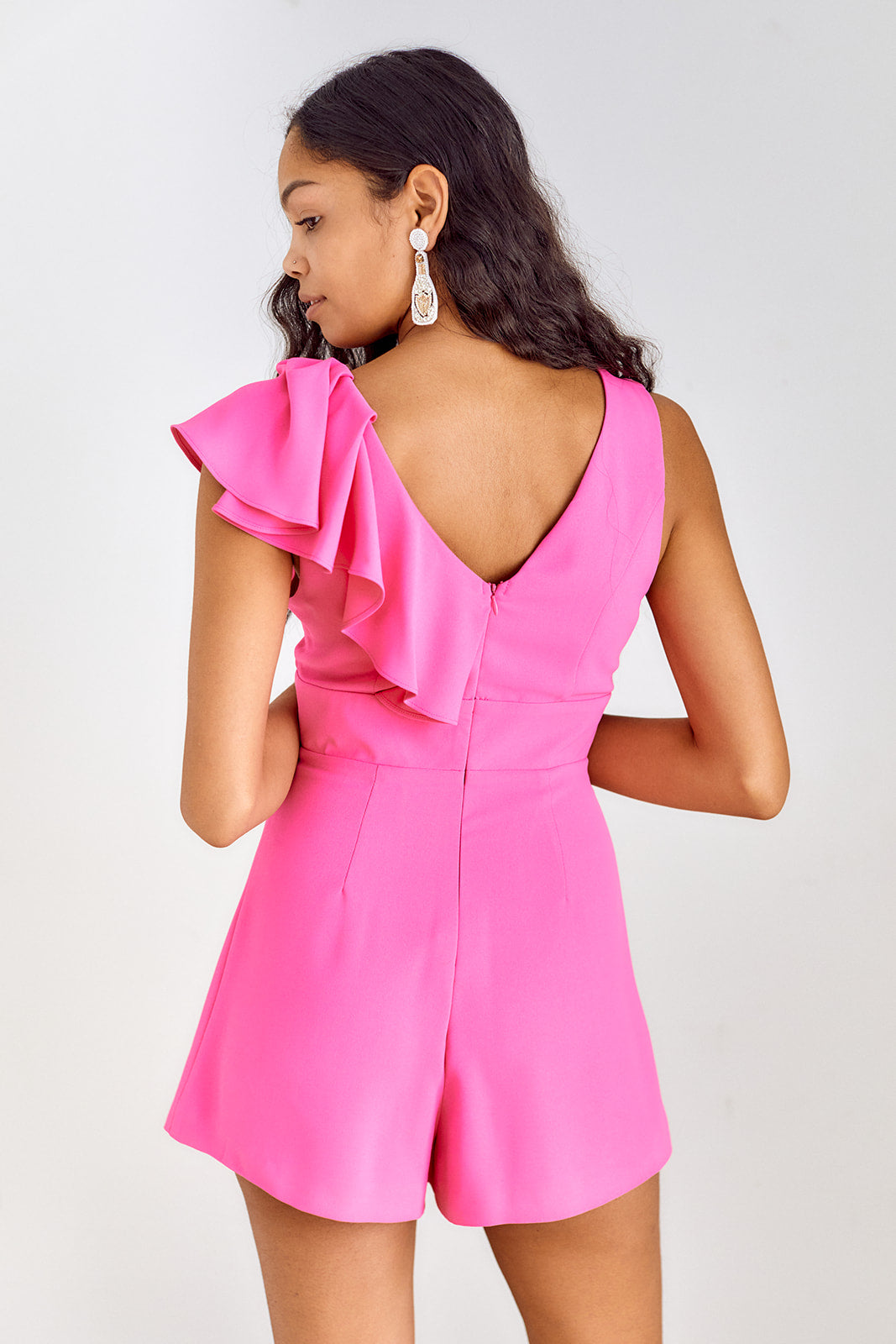 Oleen V Neck Ruffled Romper