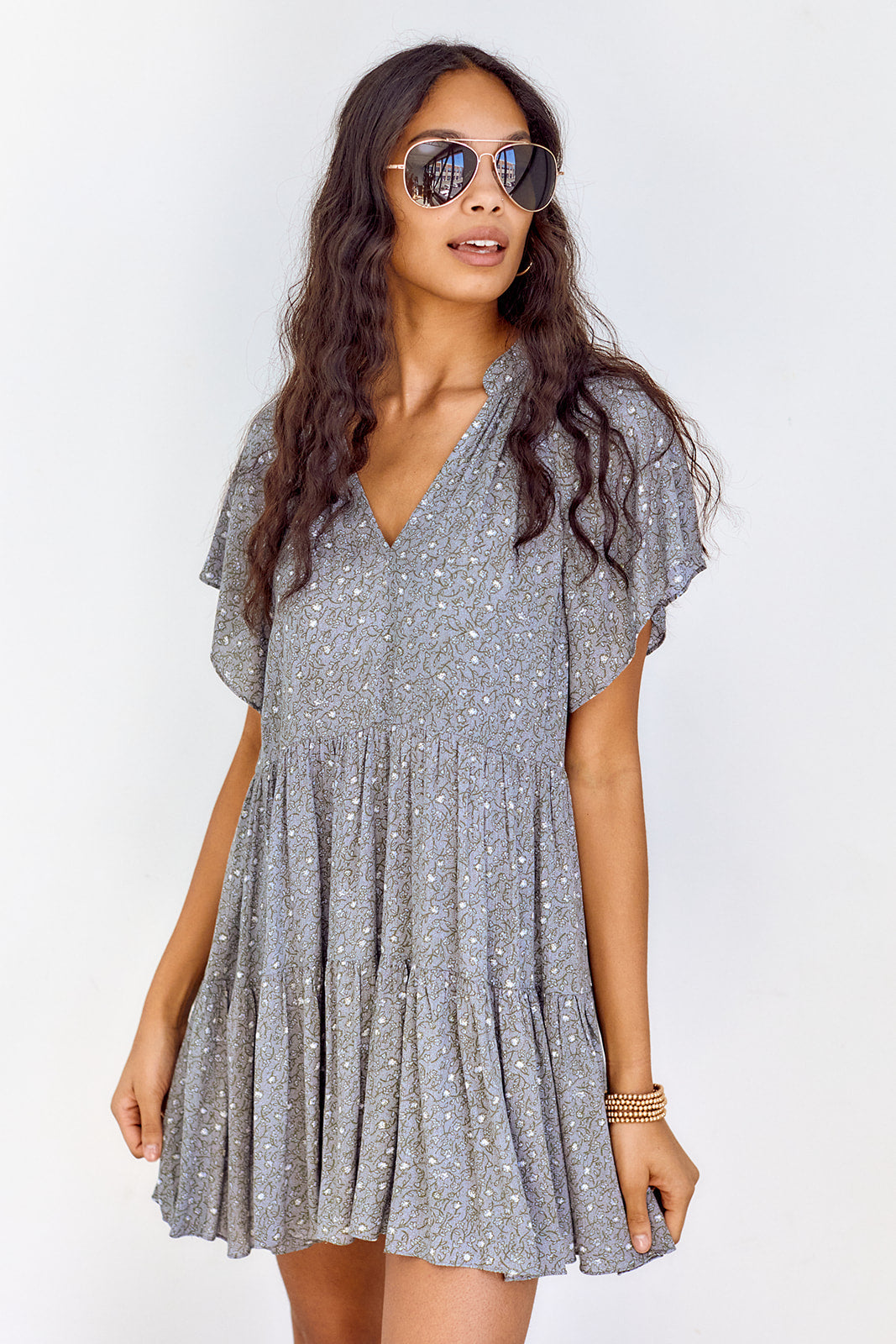 Lyndon Printed Tiered Mini Dress