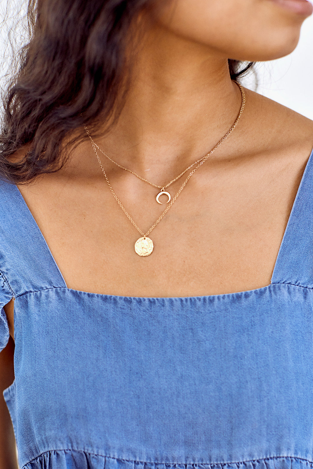 Kaia Coin & Horn Layered Necklace