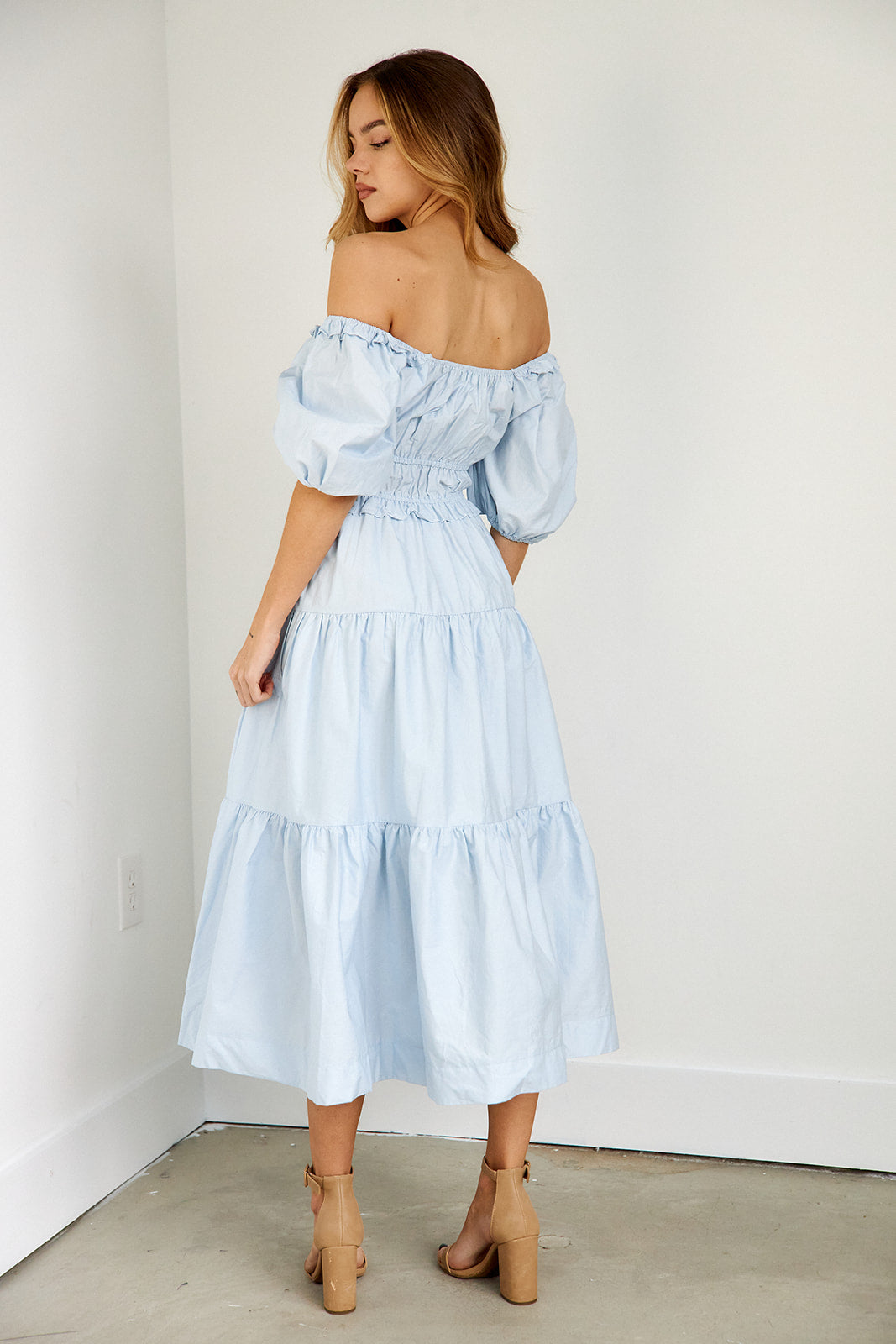 Saba Puff Sleeve Midi Dress