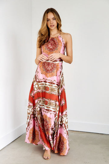 Zimmy High Neck Printed Maxi Dress