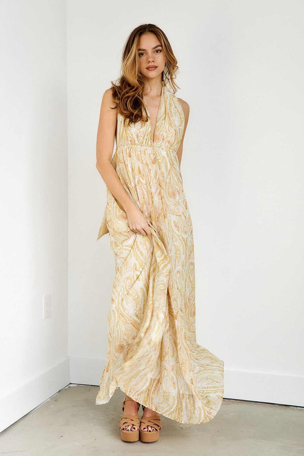 Atlas Printed Halter Maxi Dress
