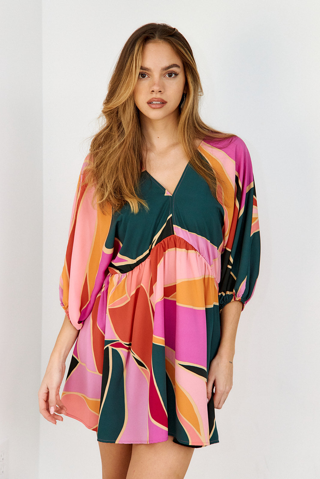 Roza Printed Short Sleeve Dress