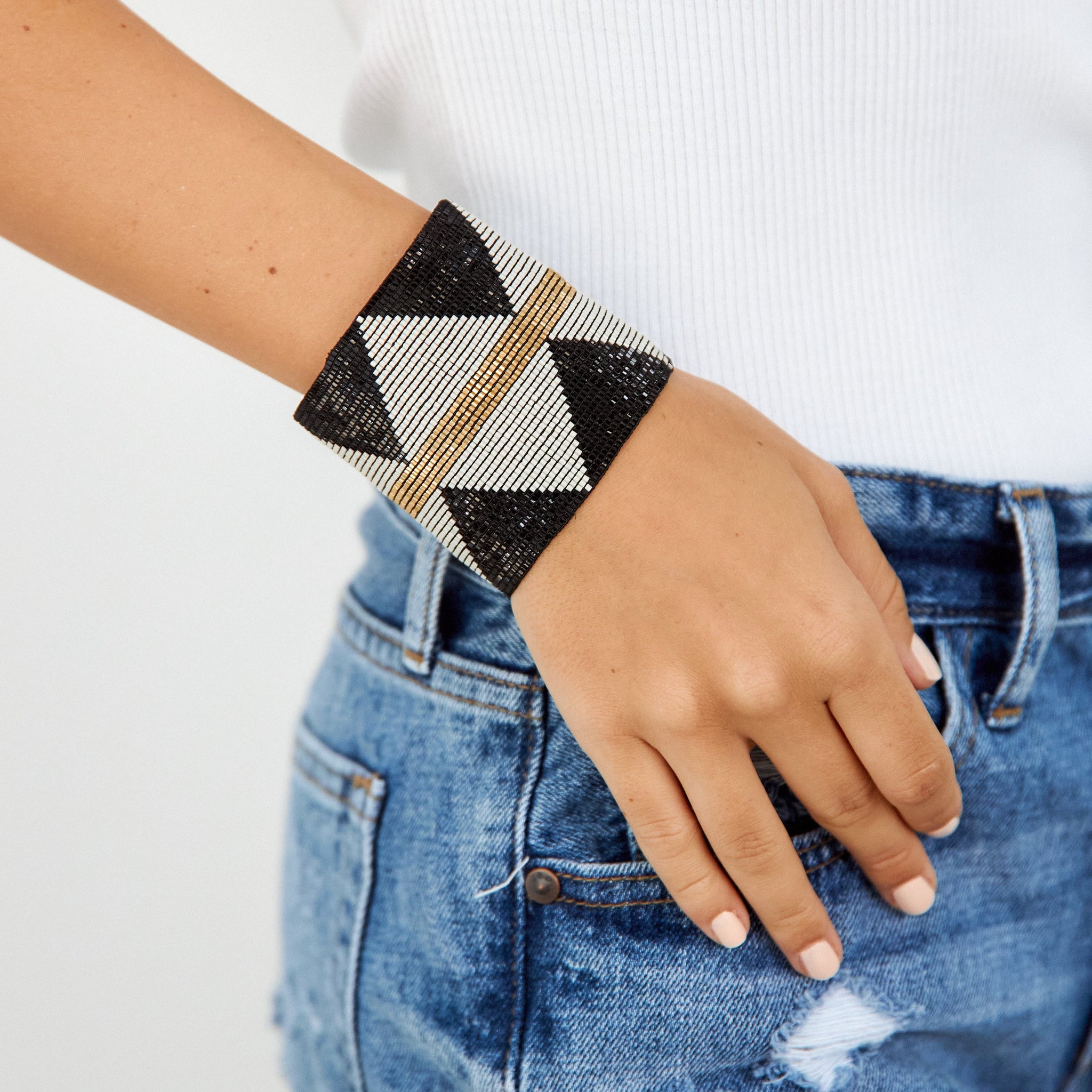 Ink+Alloy Diamonds Gold Stripe Luxe Bracelet